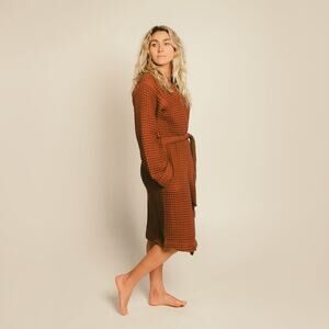 Cozy Brown Waffle Knit Robe